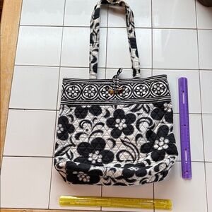 Vera Bradley Black & White Floral Tote Bag